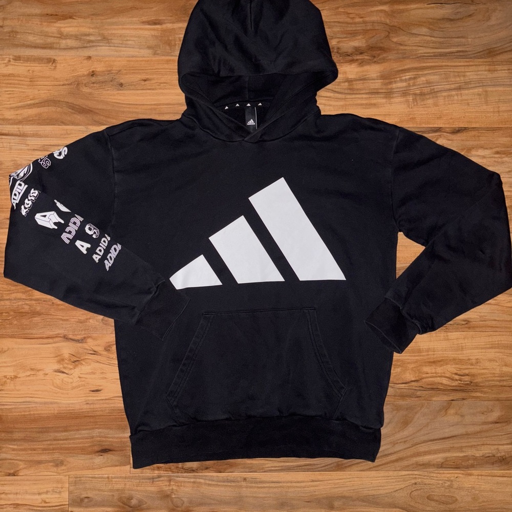 Adidas Men's Black Graphic Hoodie